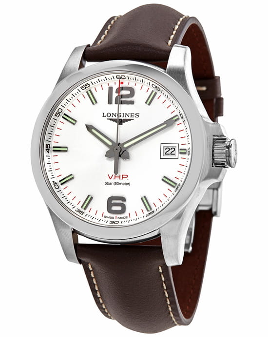 Longines Longines Conquest V.H.P. L3.716.4.76.5, conquest v.h.p. швейцария мужские часы на браслете кожаный боковой вид